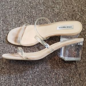 clear double strap heel sandals